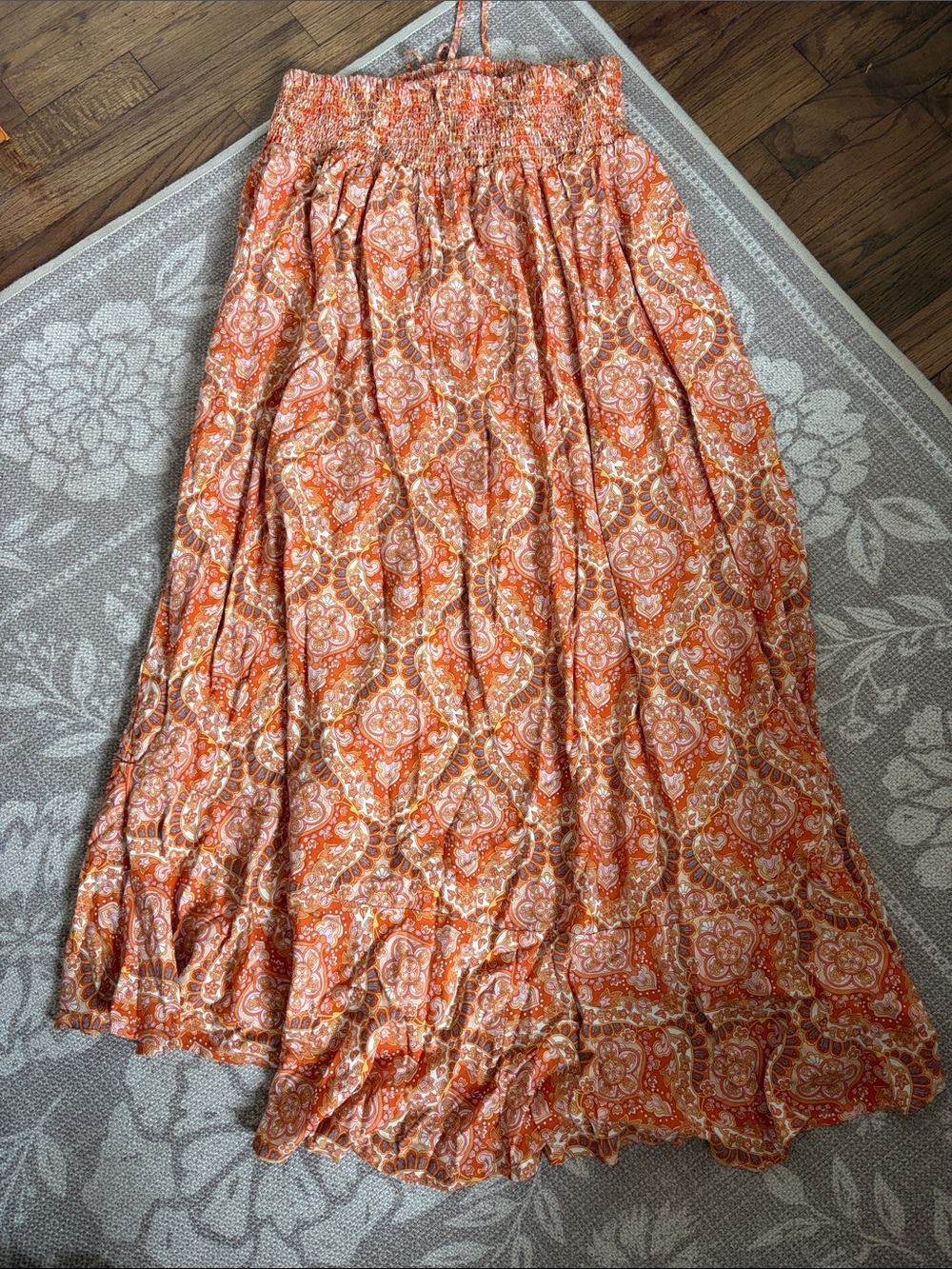 Rachel Zoe Orange Paisley Button-Front Midi Skirt - Picture 4 of 4